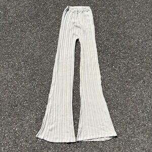 The Line By K Daisy Rib Knit Pants Women's Small Beige Sand High Waisted Stretch